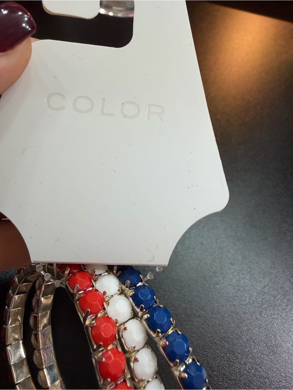 Kohl's Red White Blue Beaded Stretch Bracelet Set